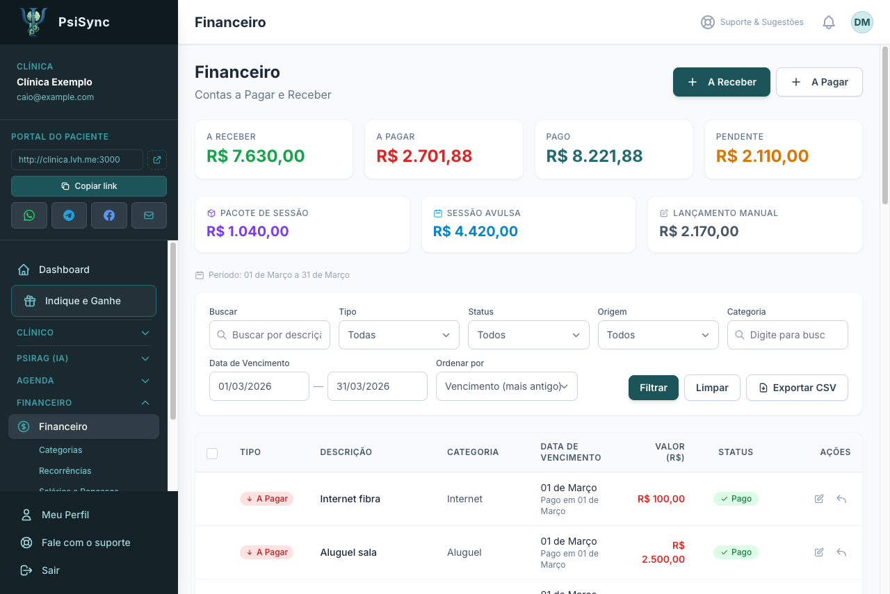 Controle Financeiro PsiSync