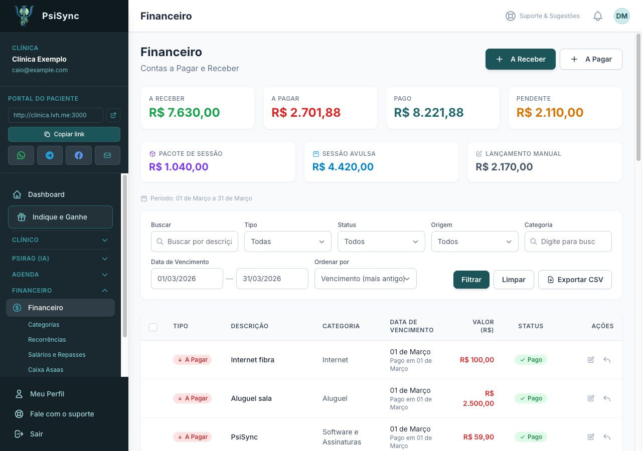 Controle Financeiro do PsiSync